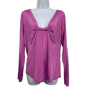 VTG Armani Exchange Womens size L /XL Pink Designer Top Long Sleeve Stretch